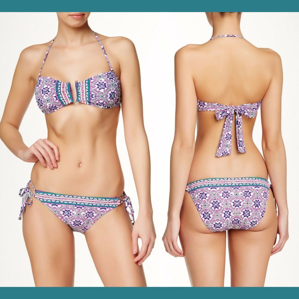 NWT Nanette Lepore Mallorca Mosaic Bandeau Top + Bikini Bottom [ Medium‎ ] #B248